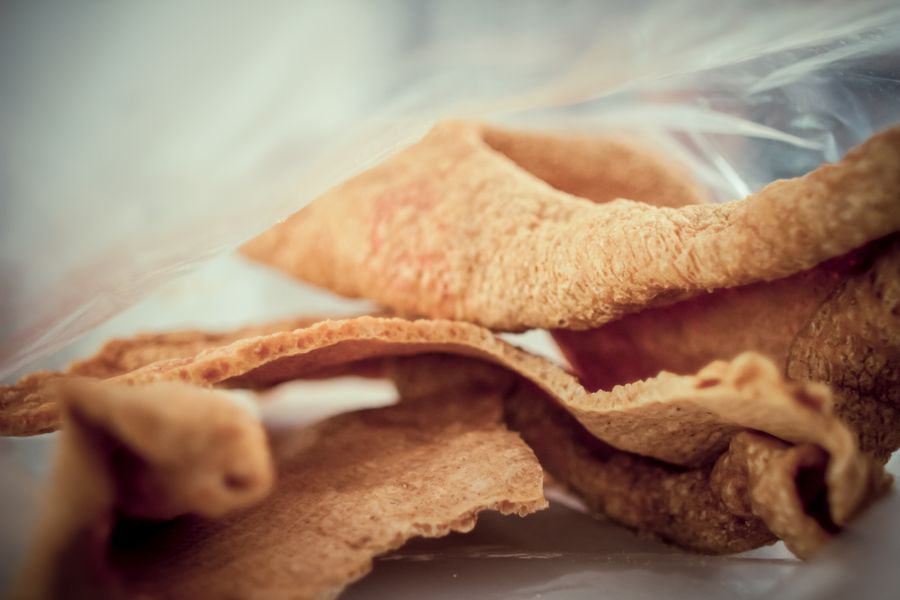 Close-up of crunchy pork crackling texture